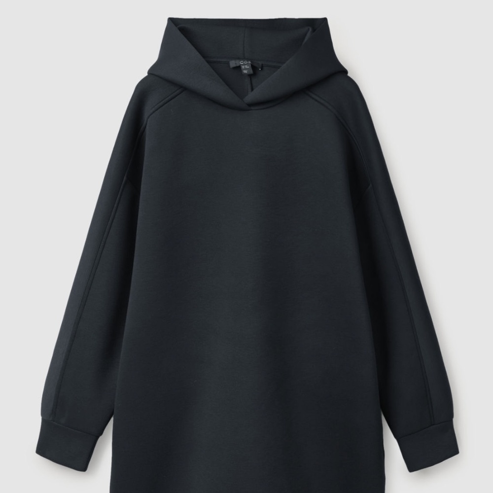 COS navy hooded sweatshirt dress